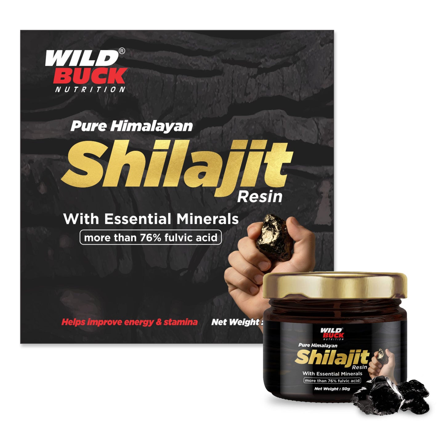Pure Himalayan Shilajit Resin 50g | 76%+ Fulvic Acid | Lab Tested & COA Verified | No Additives| No Preservatives