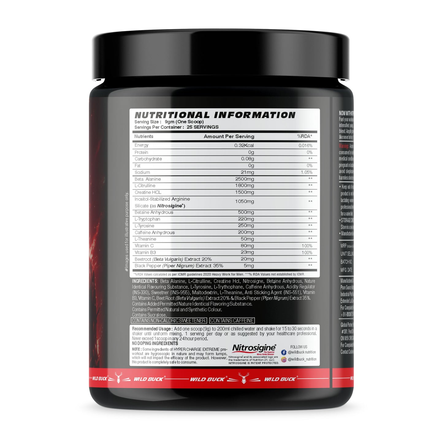 Wild Buck Hyper Charge Extreme Pre-Workout with Nitrosigine®