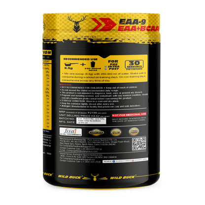 EAA-9 | All 9 Essential Amino Acids for Muscle Recovery |  30 Servings | 255g