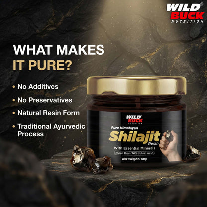 Pure Himalayan Shilajit Resin 50g | 76%+ Fulvic Acid | Lab Tested & COA Verified | No Additives| No Preservatives