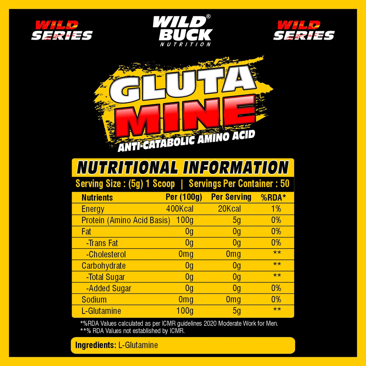 L-Glutamine | Unflavored | 50 Servings