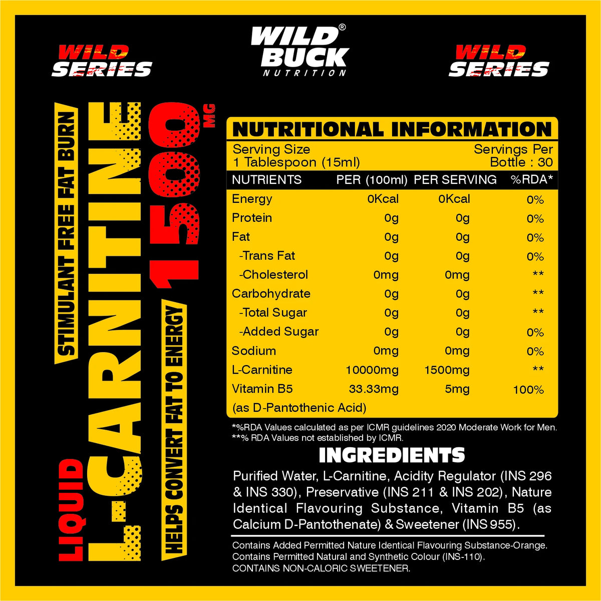L-Carnitine Liquid 1500mg | 450ml – Wild Buck Nutrition