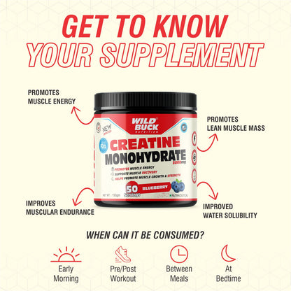 Creatine Monohydrate 3000mg | 50 Servings | Flavoured