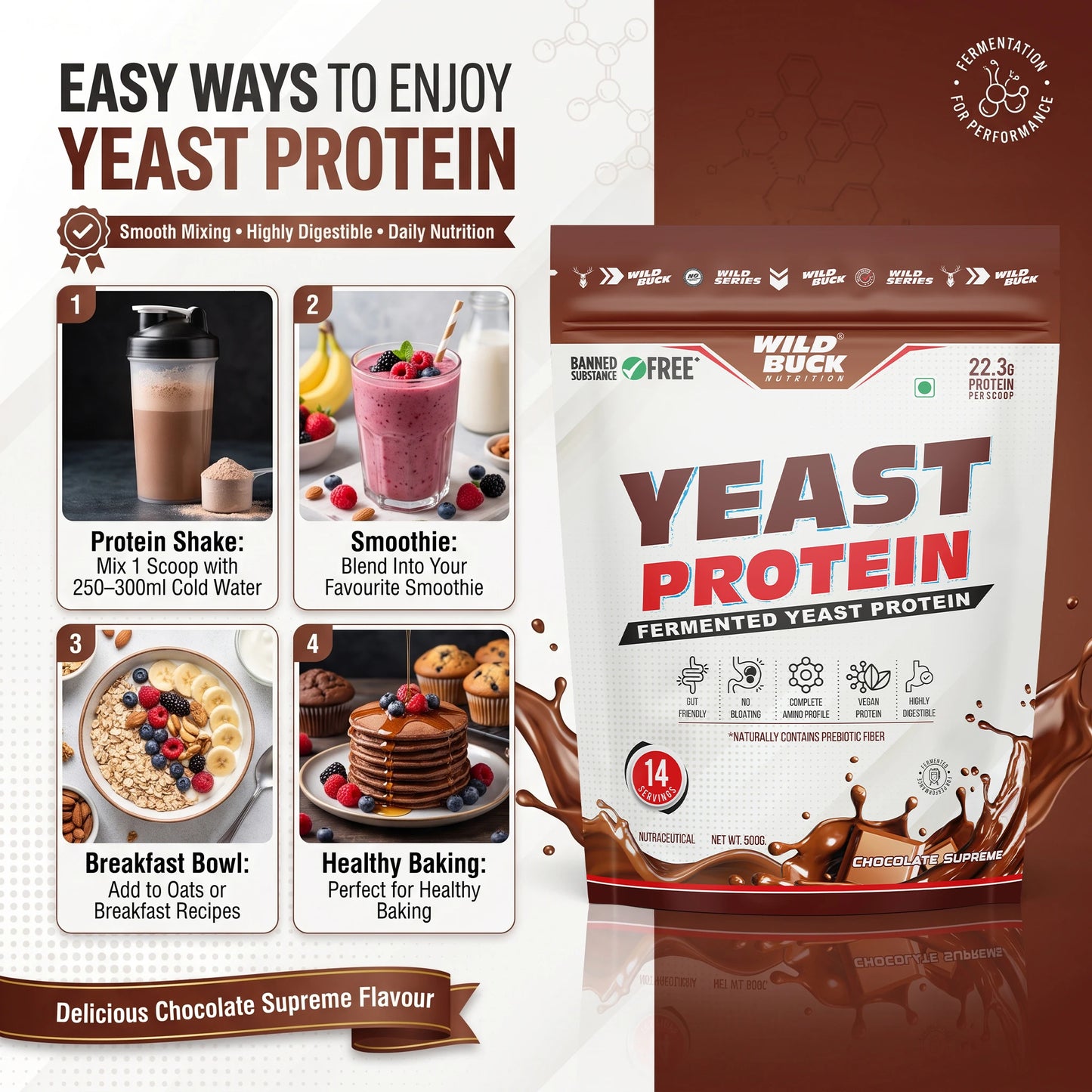 Wild Buck Yeast Protein | 500g | 22.3g Protein Per Scoop