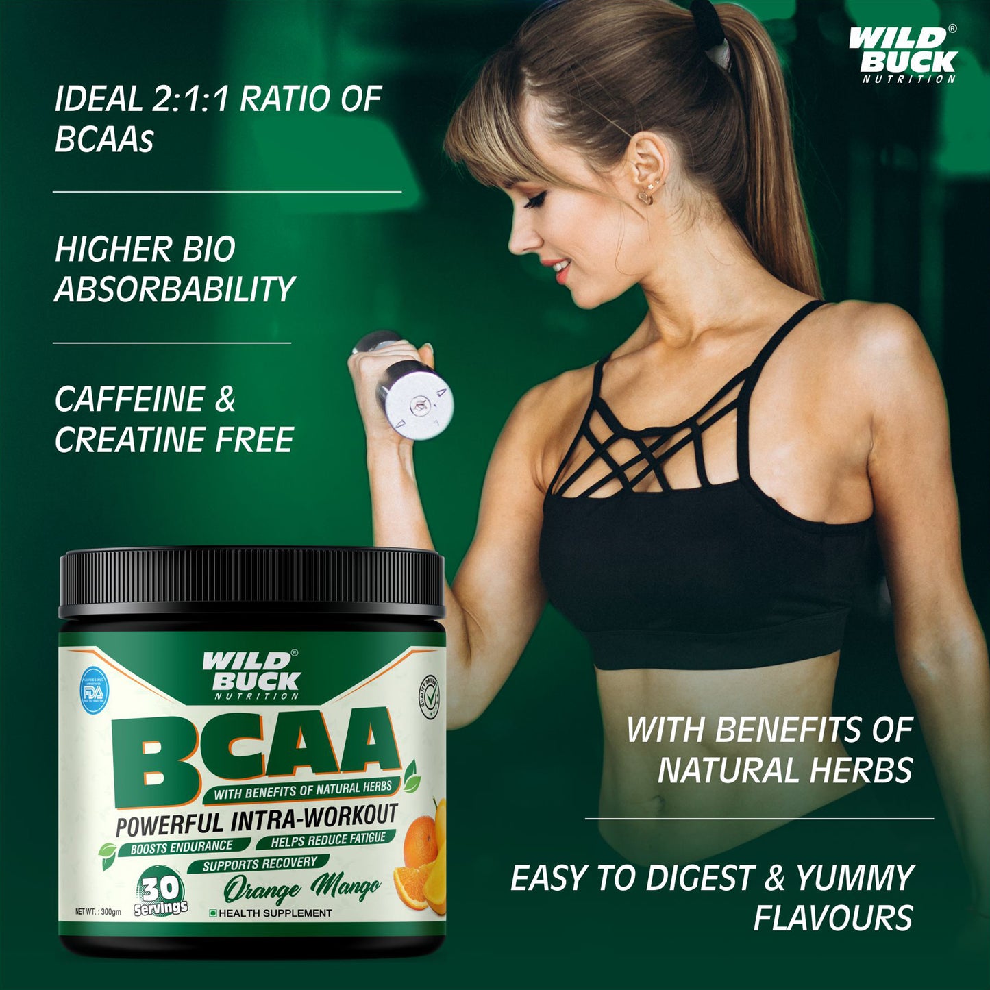 BCAA with Natural & Powerful Herbs | 30 Servings