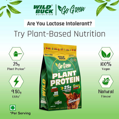 Vegan Plant Protein Powder | Made with Pea, Brown Rice | Added Digestive Enzymes