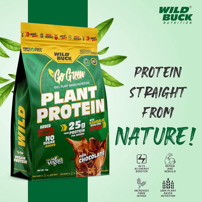 Vegan Plant Protein Powder | Made with Pea, Brown Rice | Added Digestive Enzymes