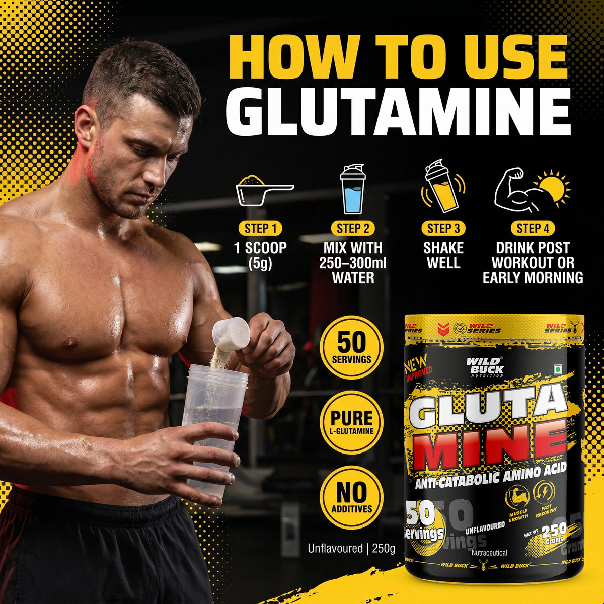 L-Glutamine | Unflavored | 50 Servings