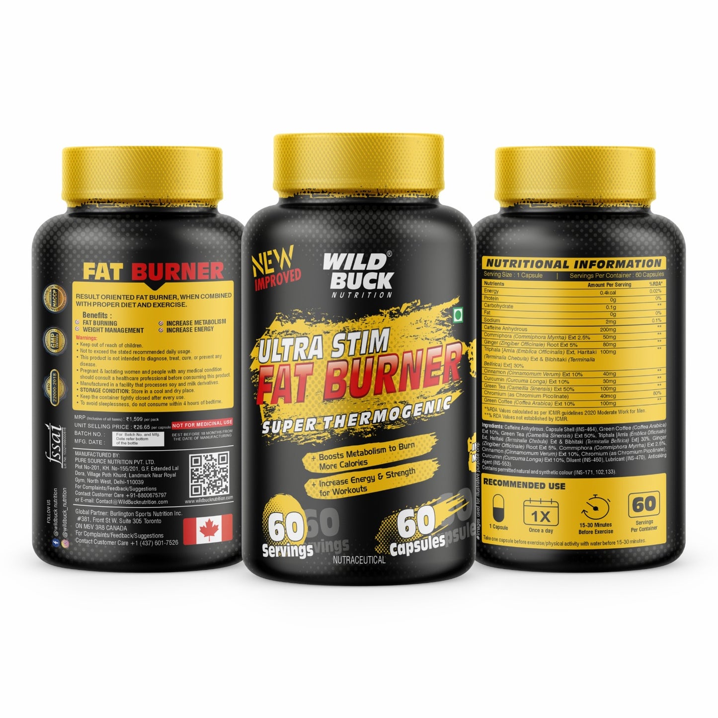Ultra Stim Fat Burner For Weight Loss | 60 Capsules