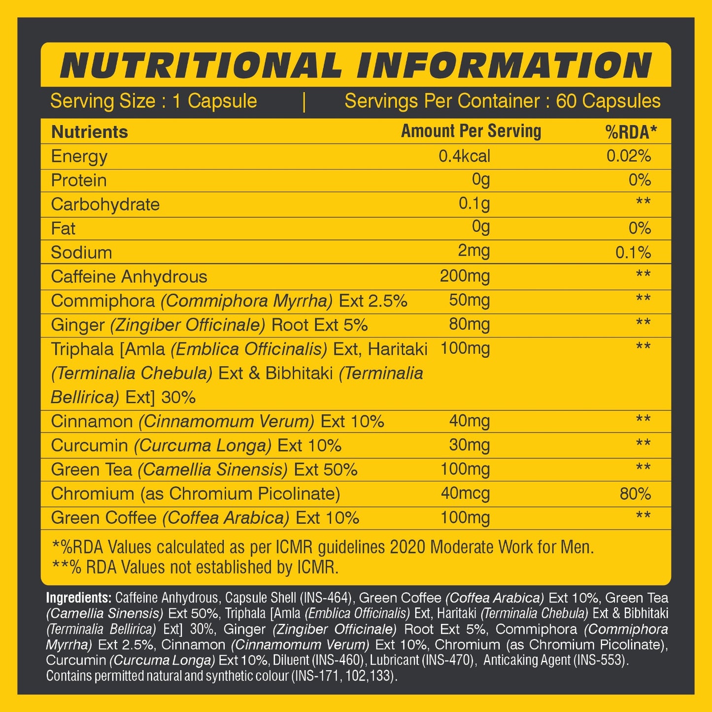 Ultra Stim Fat Burner For Weight Loss | 60 Capsules