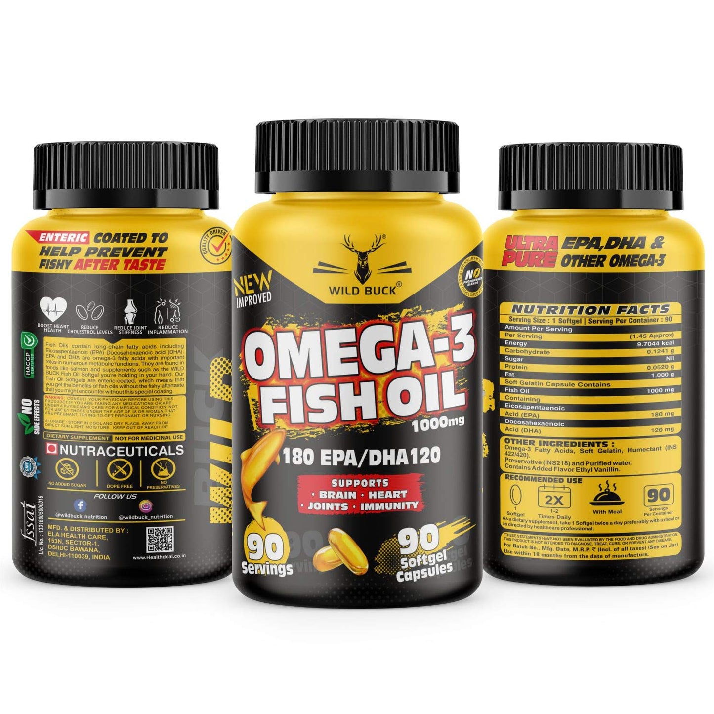 Omega 3 Pure Fish Oil | 1000mg | 90 Softgel Capsules