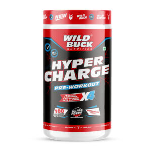 Wild Buck Hyper Charge Pre-X4 Hardcore Pre-Workout Supplement with Creatine Monohydrate, Arginine AAKG, Beta-Alanine & Muscle Pump Formula | Caffeinated Punch for Explosive Energy, Focus & Strength | 100 Servings